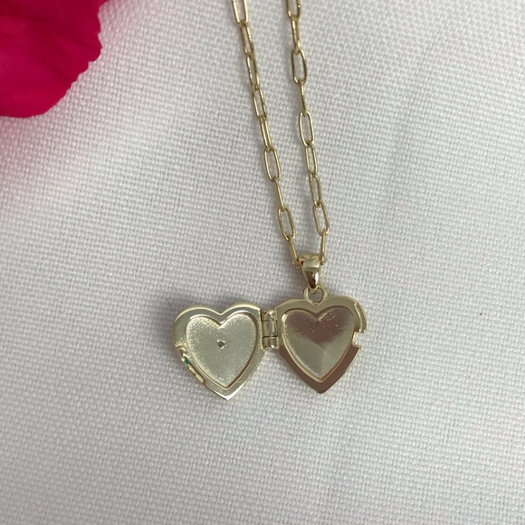 Keepsake Starburst Cz 14k Gold Heart Locket - Picture 9 of 13